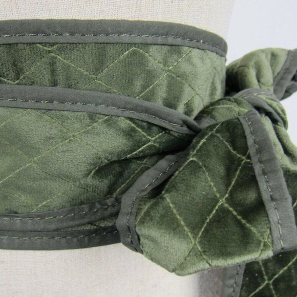 Chico's Boho Paisley & Quilted Olive Green REVERSIBLE Obi Wrap Belt Size S NEW - Picture 8 of 9